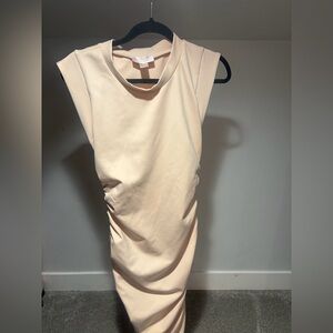 Rachel Parcell midi bodicon ruched dress cream medium